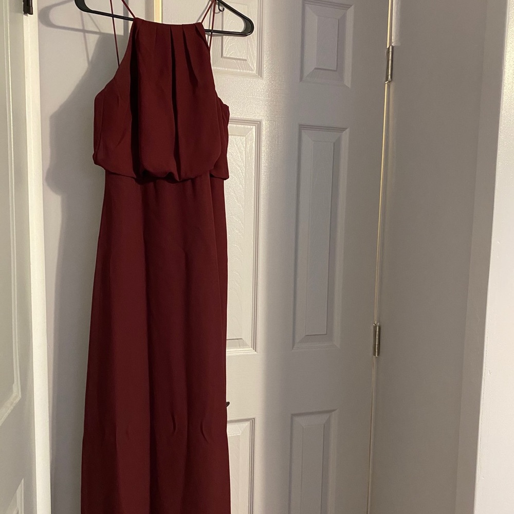 Maroon Floor Length Bridesmaids Dress